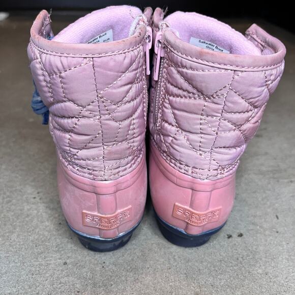 Sperry Saltwater Duck Pink boots Youth Girls 1 outerwear rain snow hiking shoes - Picture 4 of 7